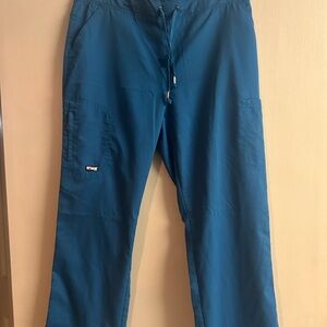Blue scrub pants with Relaxed Fit and Elastic Waistband